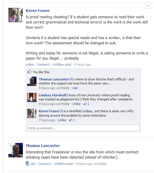 Facebook Examples Of Discussions At Contract Cheating SIG