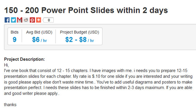 Freelancer - Bid Request To Produce PowerPoint Slides