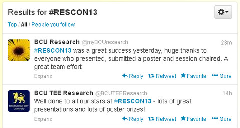 Tweets From Birmingham City University RESCON 2013 #RESCON13