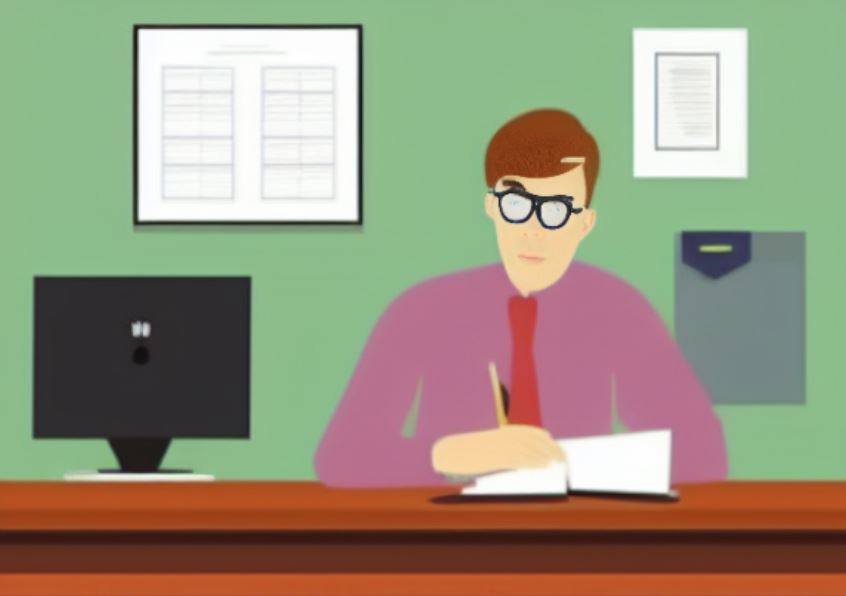 AI generated cartoon of a student sat at a desk