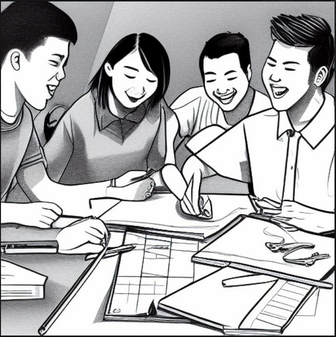 Students working on practical project (AI generated)