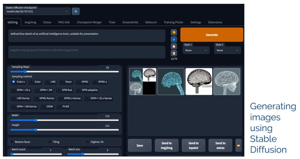 Using Stable Diffusion to generate drawings of brains