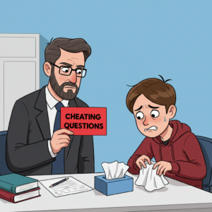 Unhappy student being interviewed